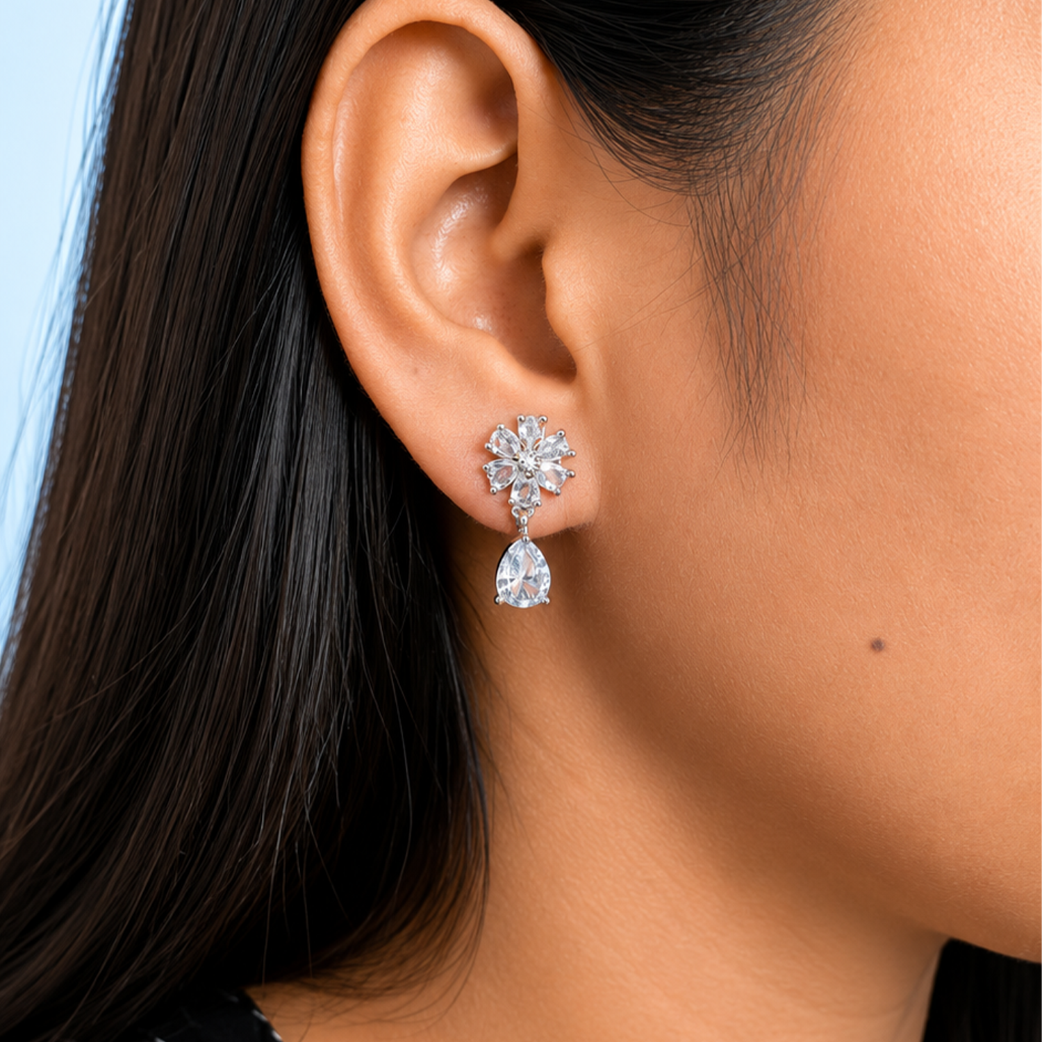 Trendy Elara Teardrop Floral Stud Earrings for Girls & Women's