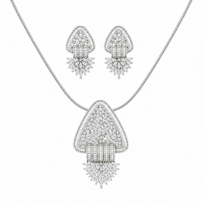 Intricate Jhumka Geometric CZ Studded Necklace Set for Girls & Women's