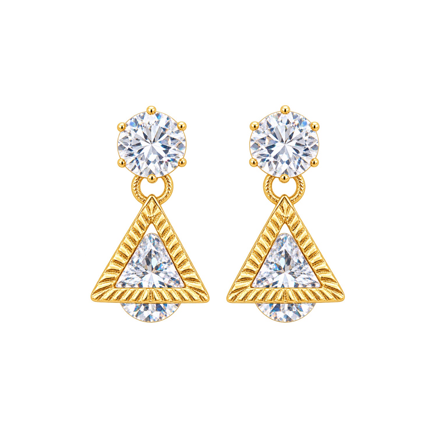 Sparkling Stone Triangle Lower Drop Earrings for Girls & Women's