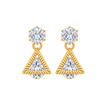 Sparkling Stone Triangle Lower Drop Earrings for Girls & Women's