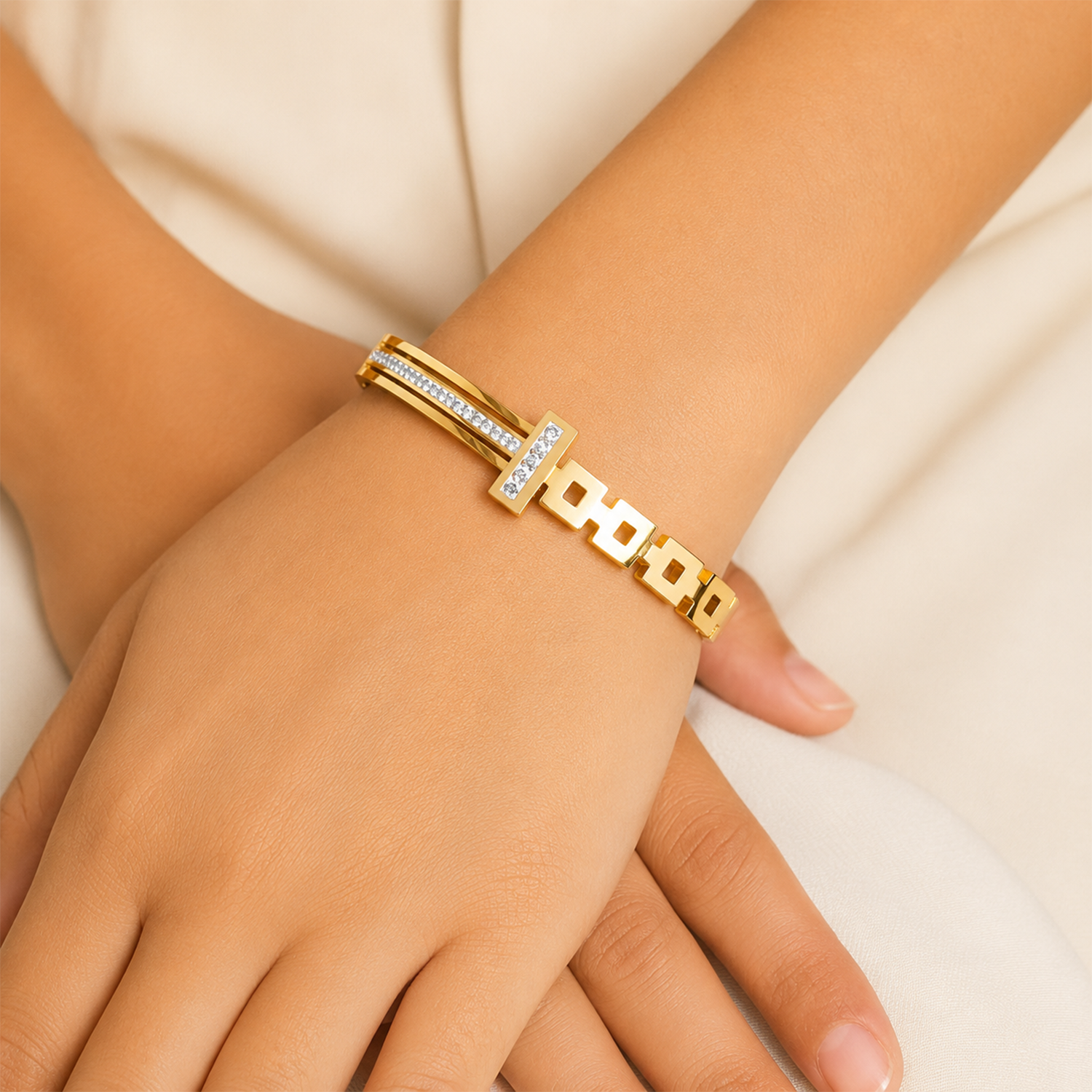 AD Stone Reagan Luxe Cuff Link Bracelet for Girls & Women