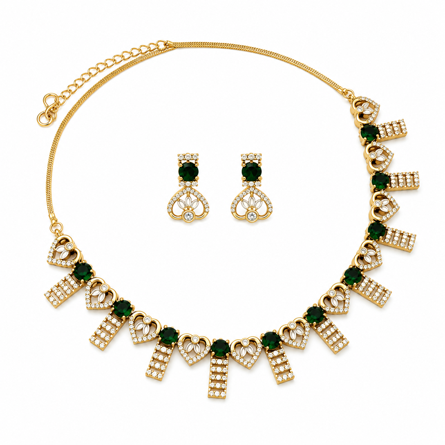 Enchanting AD Stone Heart Shape Necklace Set for Girls & Women's
