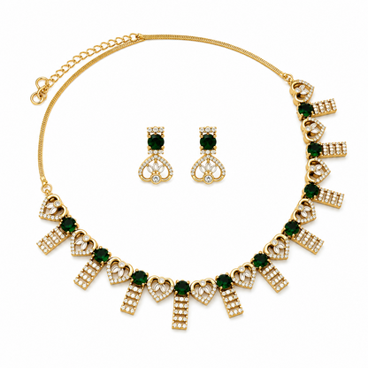 Enchanting AD Stone Heart Shape Necklace Set for Girls & Women's