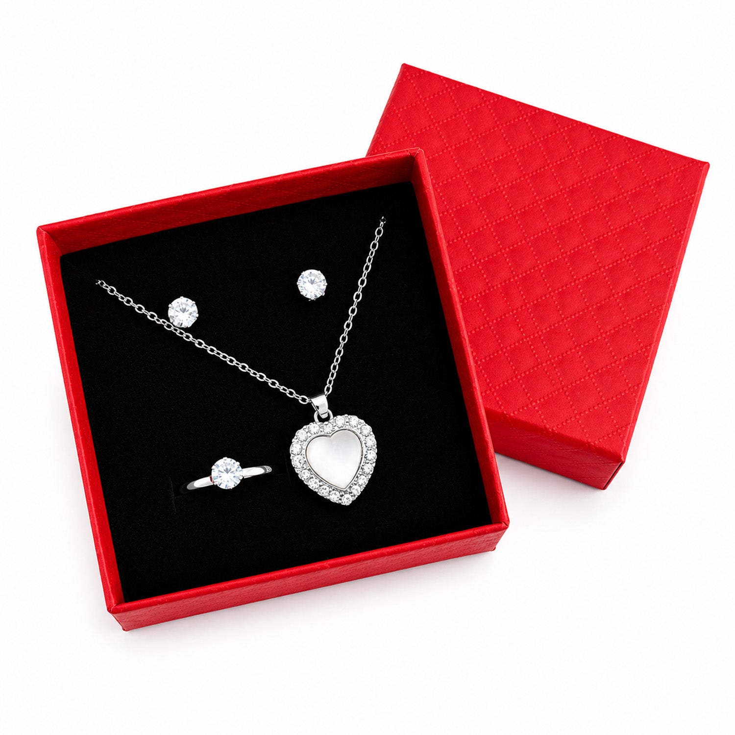 Women’s 3-Piece Heart Pendant Jewelry Gift Set