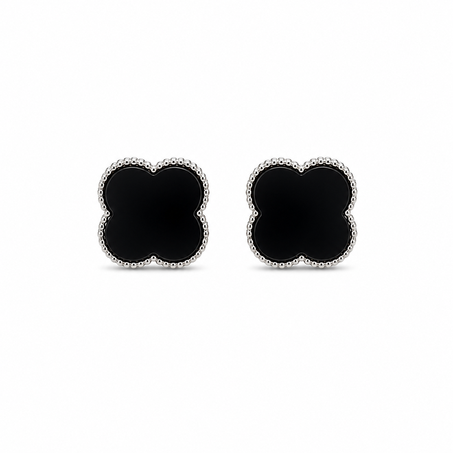 Four Leaf Floral Stud Bezel Earrings For Girls & Women