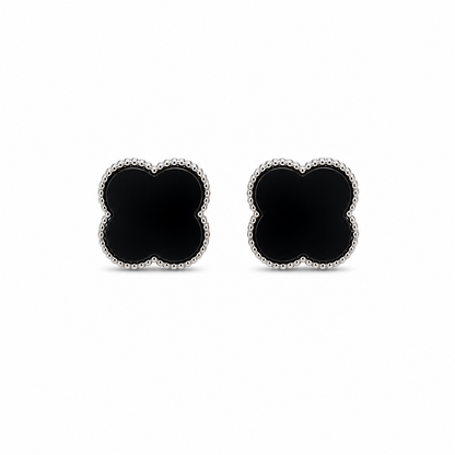 Four Leaf Floral Stud Bezel Earrings For Girls & Women