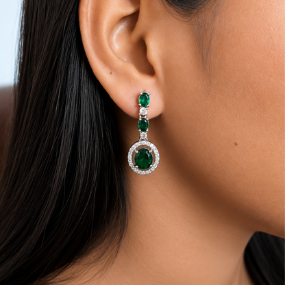 Sway CZ Stone Halo Drop Earrings for Girls & Women's