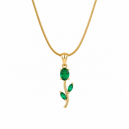 Tulip Two Leaf Floral Pendant Necklace For Girls & Women's