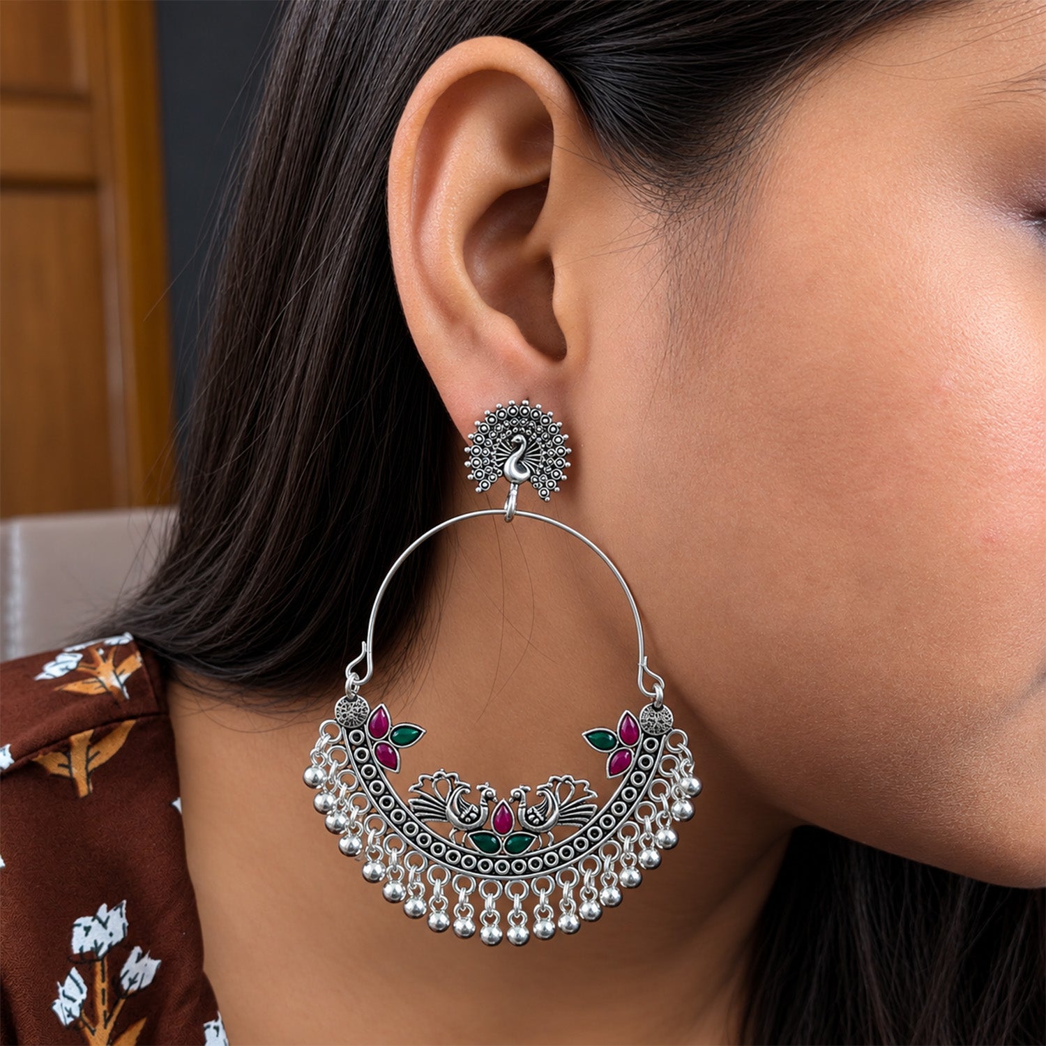 Oxidized Contemporary Hoop Earrings for Girls & Women's