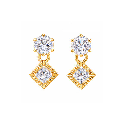 Sparkling Stone Square Lower Drop Earrings for Girls & Women's
