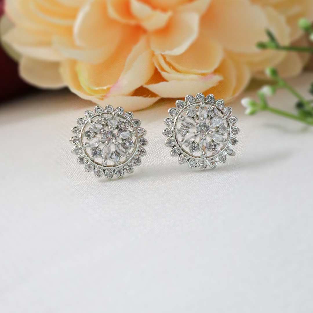 Sparkling Bloom American Diamond Earrings