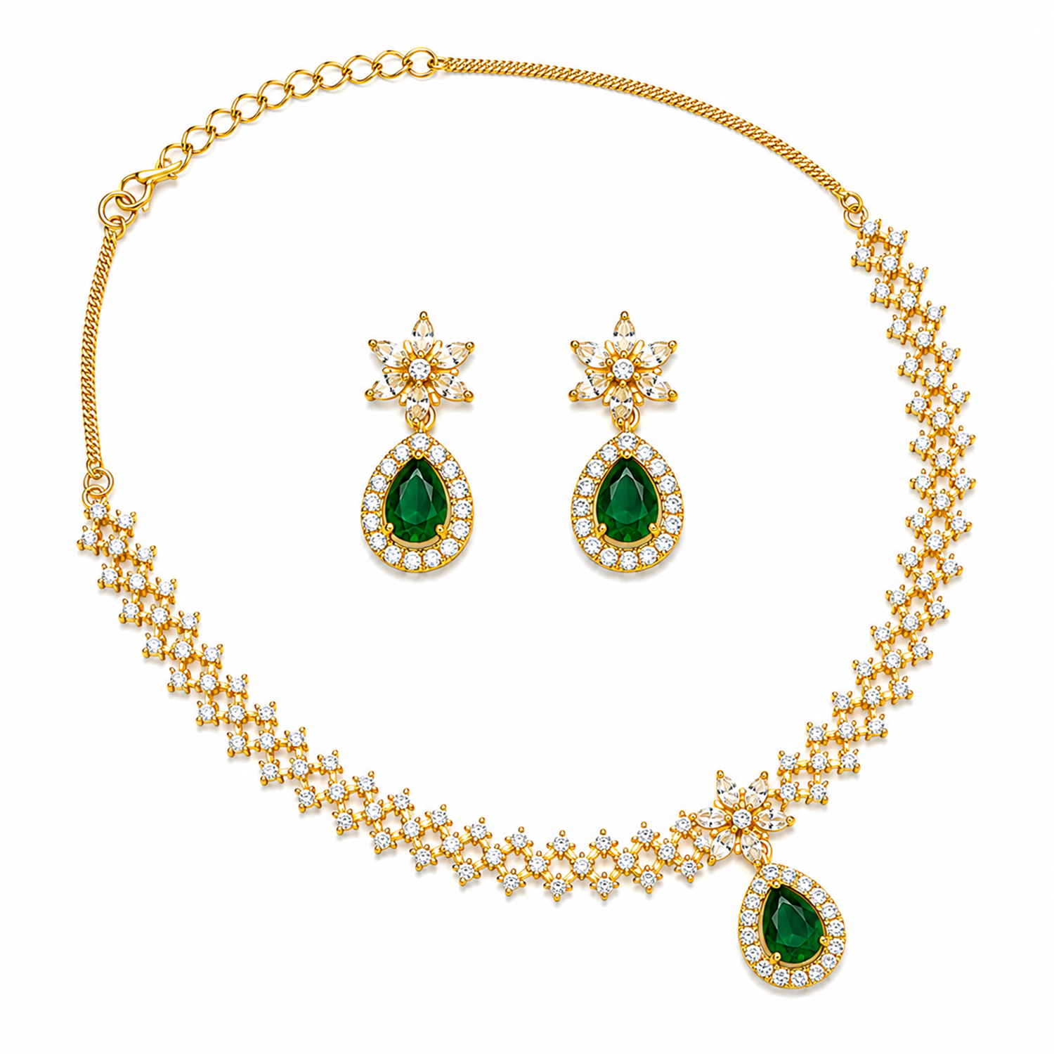 Shiny Sparkling Floral Necklace Set for Girls & Women's