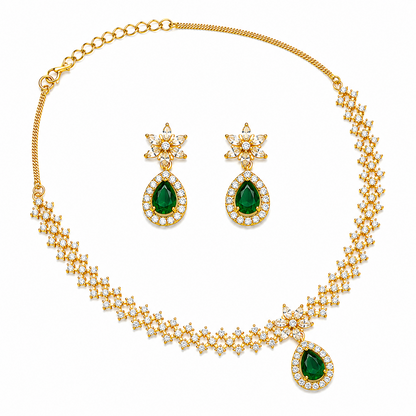 Shiny Sparkling Floral Necklace Set for Girls & Women's
