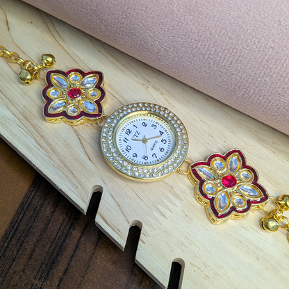 Floral Kundan Stone Kashmiri Watch for Women & Girls