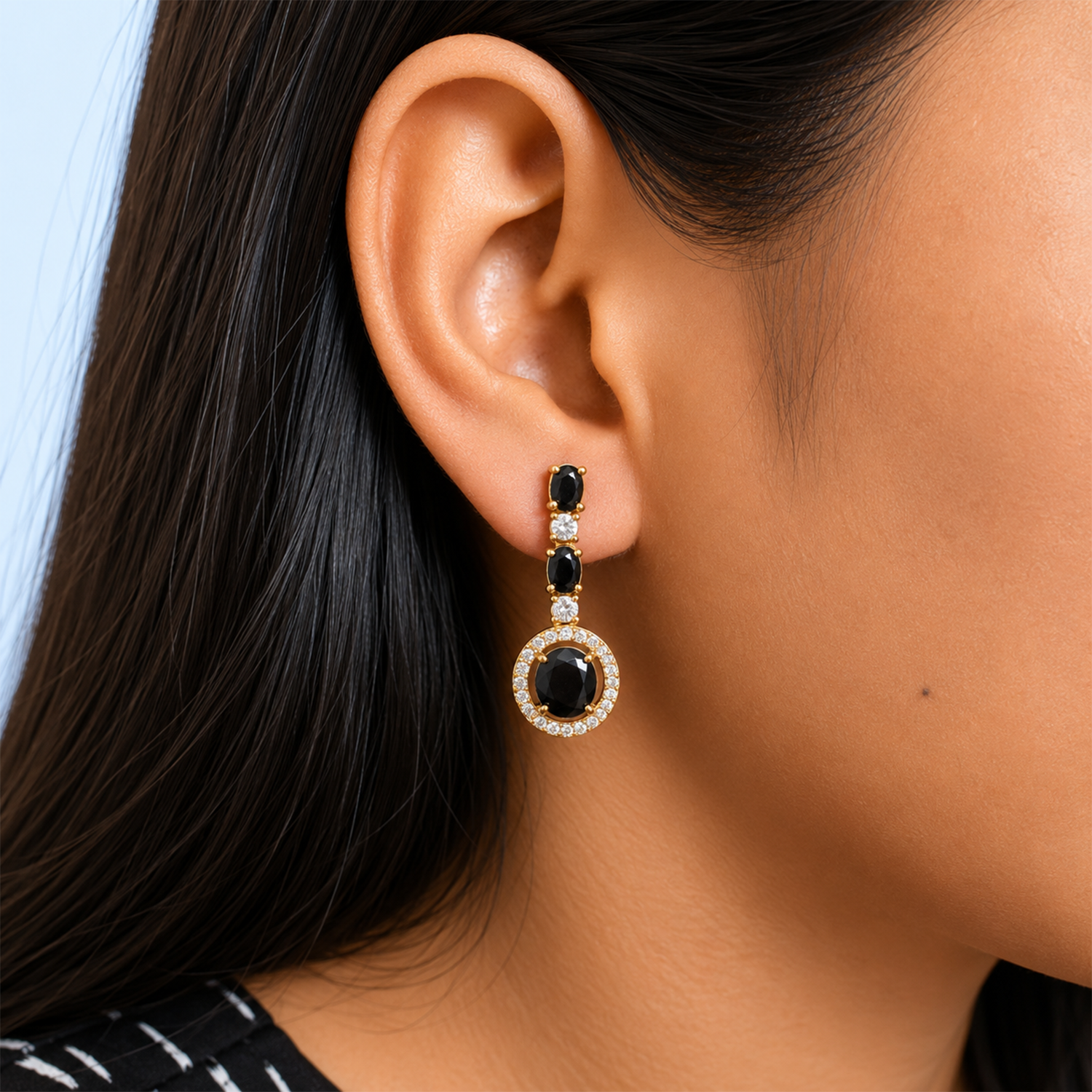 Sway CZ Stone Halo Drop Earrings for Girls & Women's