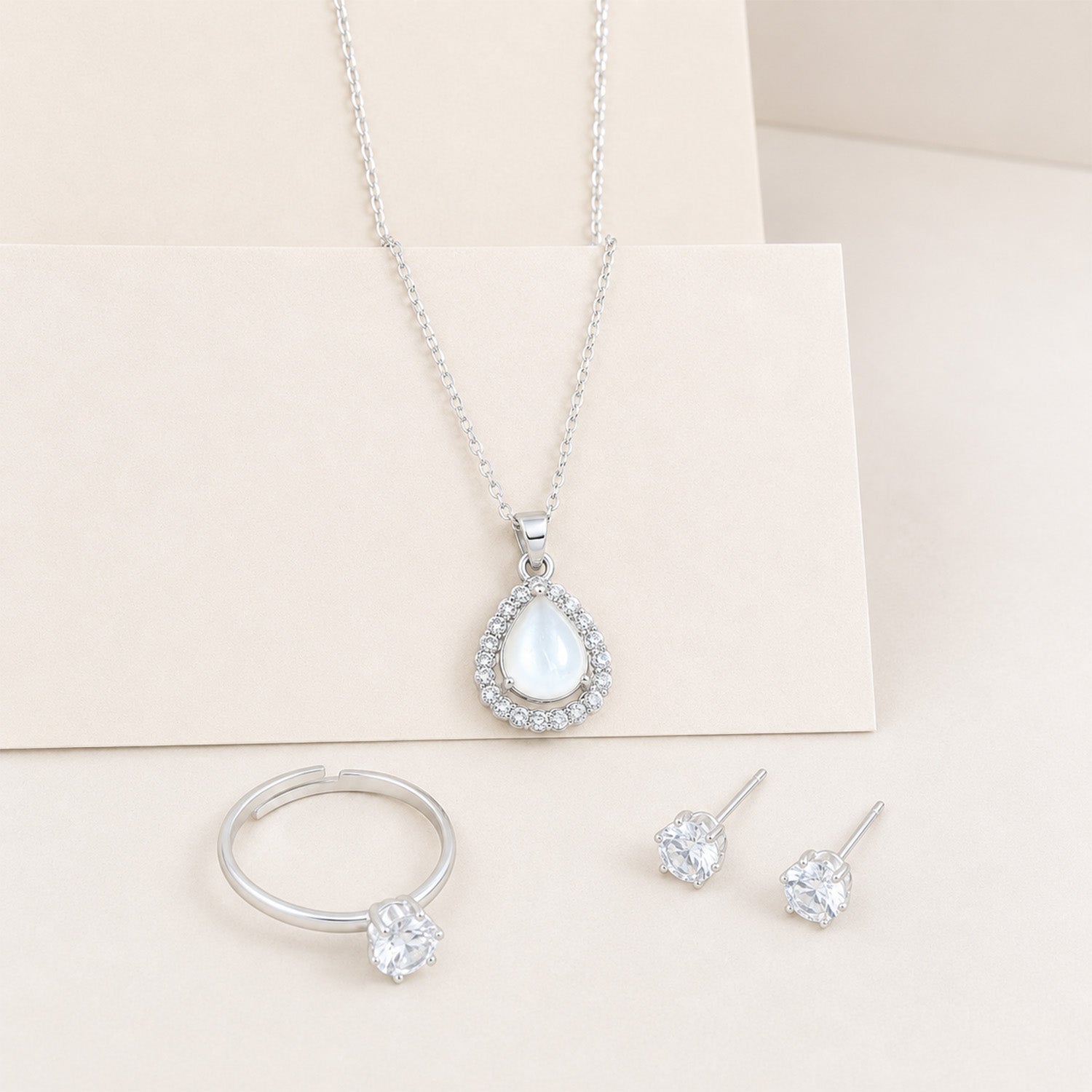 Teardrop Rhinestone Crystal Jewelry Set for Women