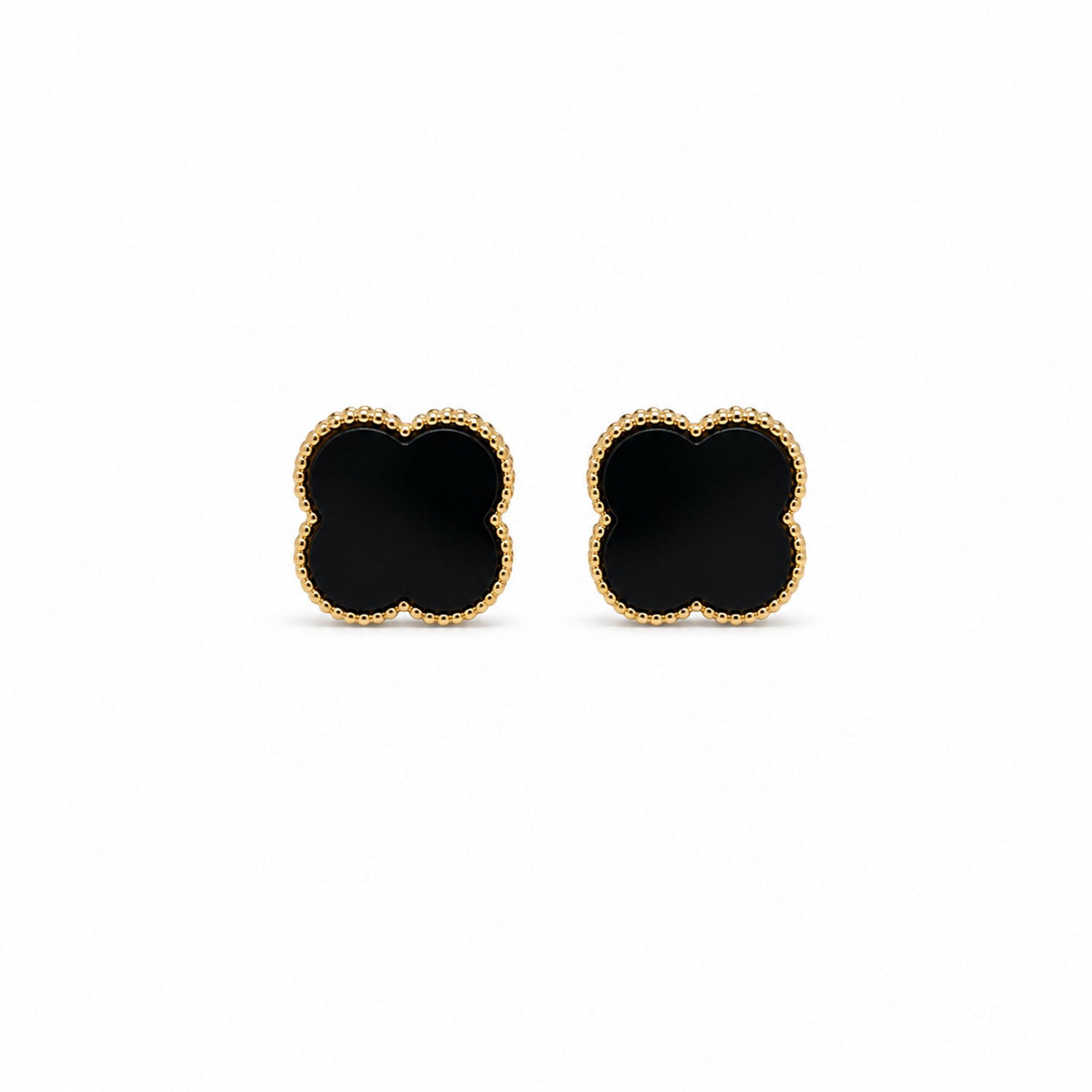 Four Leaf Floral Stud Bezel Earrings For Girls & Women