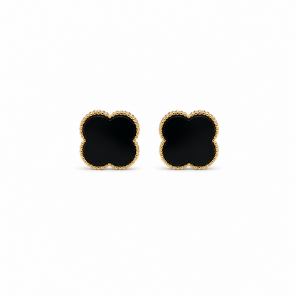 Four Leaf Floral Stud Bezel Earrings For Girls & Women