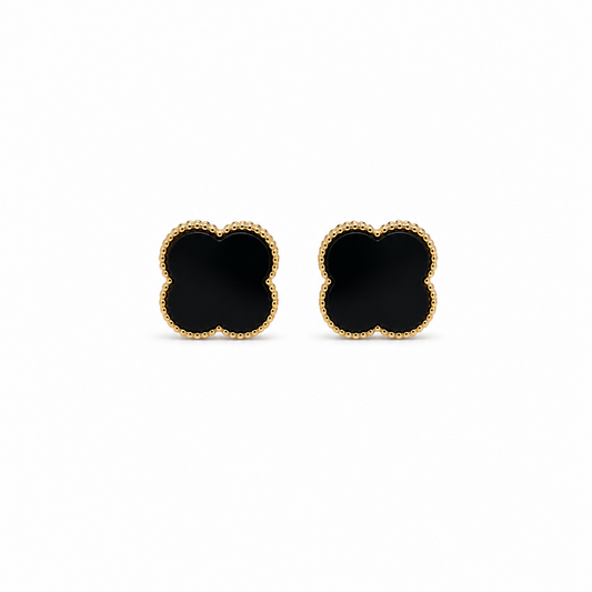 Four Leaf Floral Stud Bezel Earrings For Girls & Women