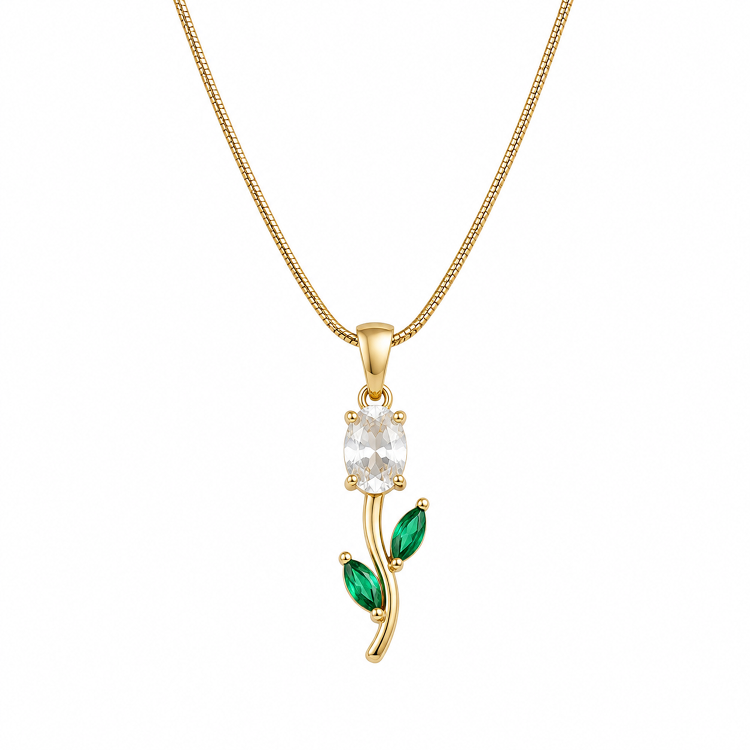 Tulip Two Leaf Floral Pendant Necklace For Girls & Women's