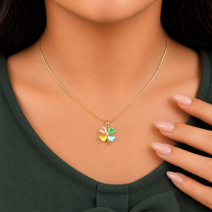 4 Leaf Floral Piece of Rare Fortune Pendant for Girls & Women's