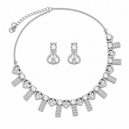Enchanting AD Stone Heart Shape Necklace Set for Girls & Women's