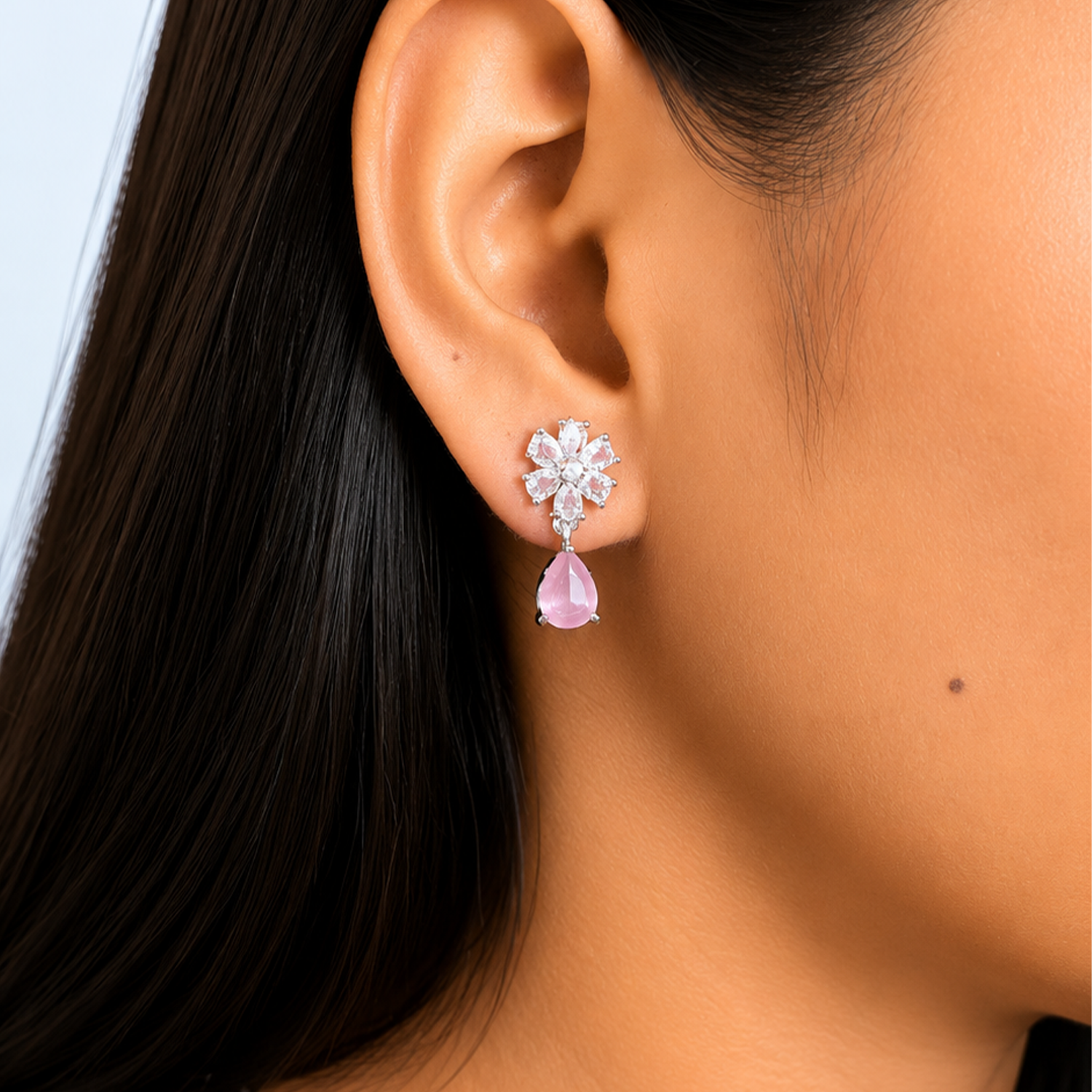 Trendy Elara Teardrop Floral Stud Earrings for Girls & Women's