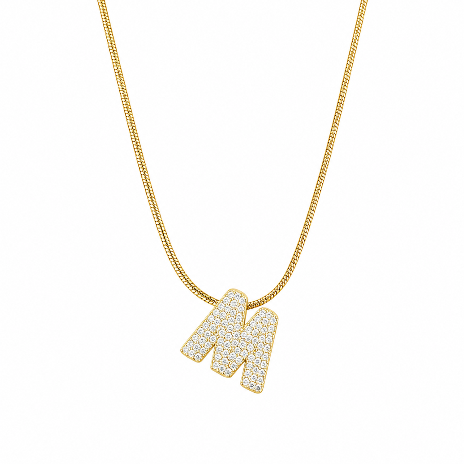 Chunky CZ Stone Alphabet Pendant for Girl & Women's