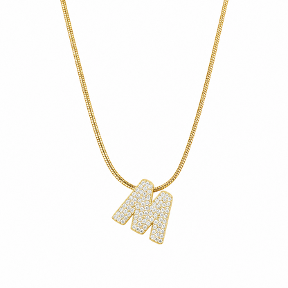 Chunky CZ Stone Alphabet Pendant for Girl & Women's