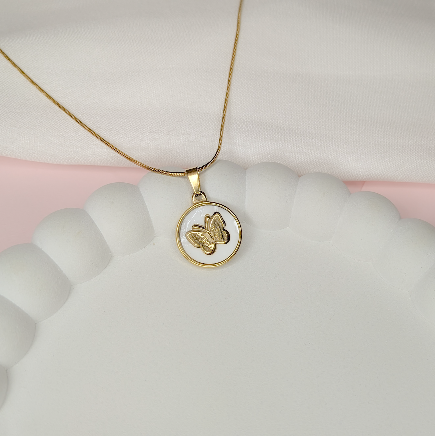 Delicate Circular Background Butterfly Pendant for Girls & Women's