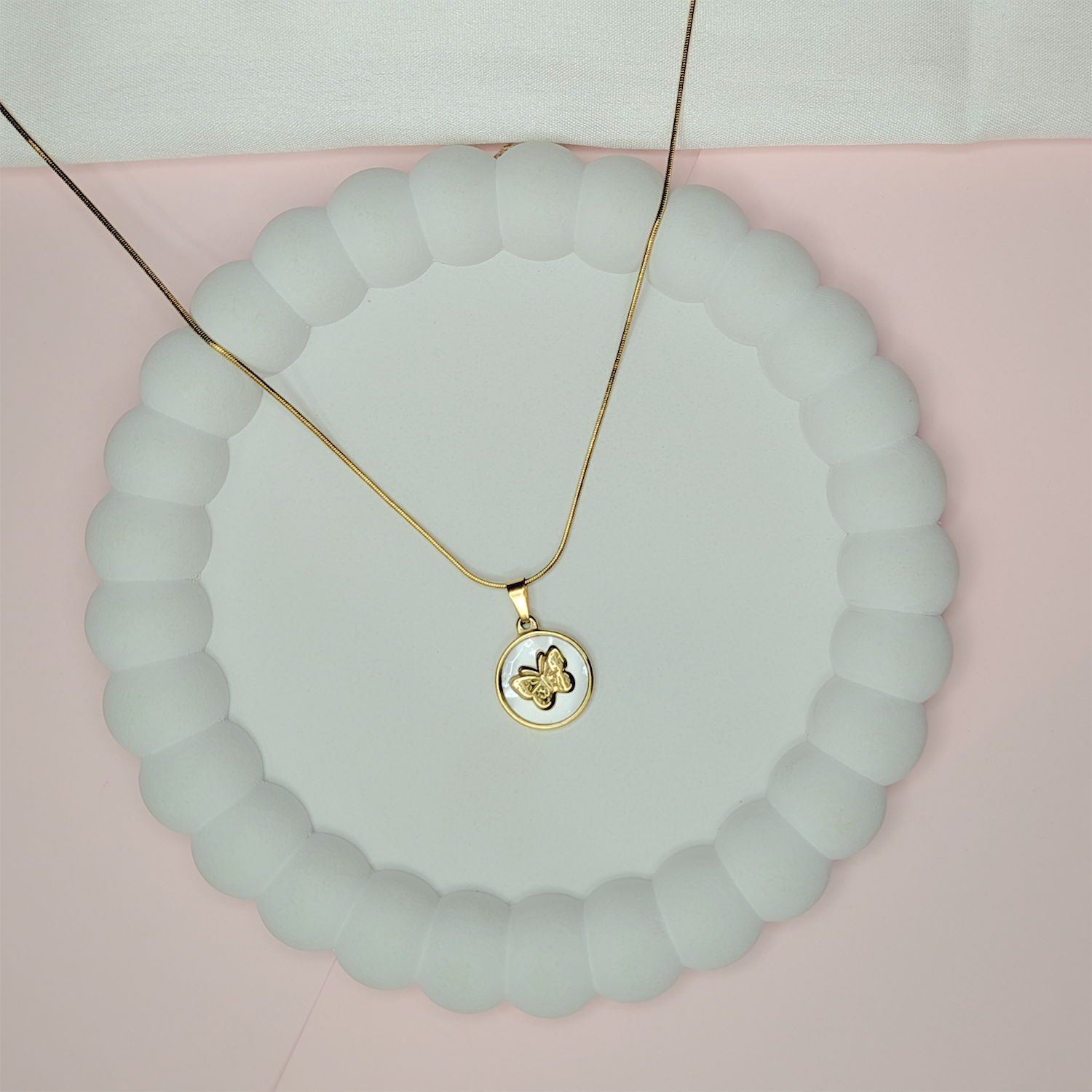 Delicate Circular Background Butterfly Pendant for Girls & Women's