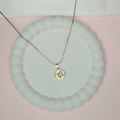 Delicate Circular Background Butterfly Pendant for Girls & Women's