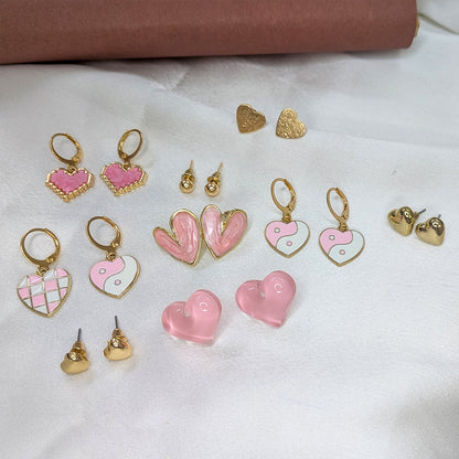Stylish Designer Heart Theme Earrings Combo Pack of 9 For Girls & Women