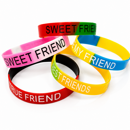 Multicolor Mixed Print Silicone Friendship Bracelets Pack of 5