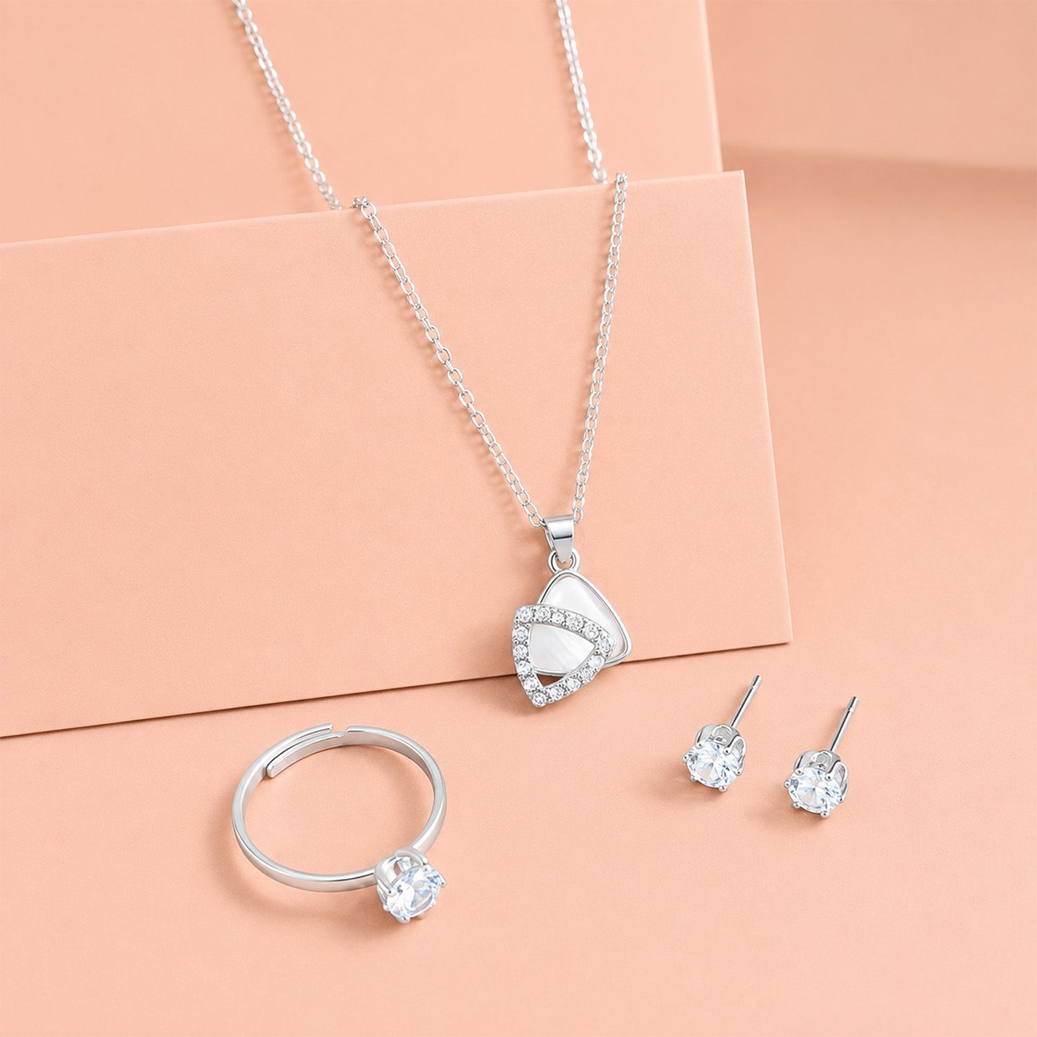 Elegant Heart-Shaped Pendant Jewellery Set for Women & Girls