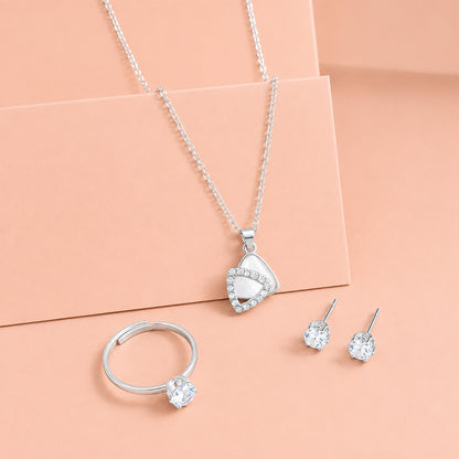 Elegant Heart-Shaped Pendant Jewellery Set for Women & Girls