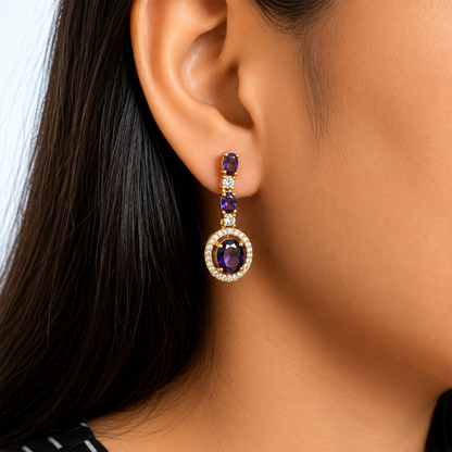 Sway CZ Stone Halo Drop Earrings for Girls & Women's