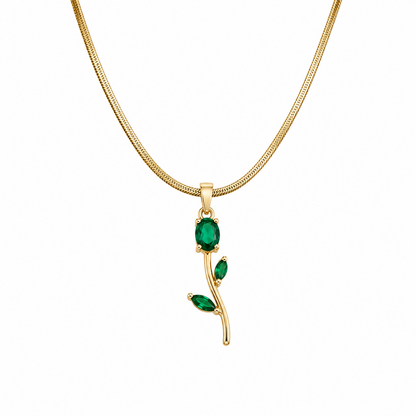 Tulip Teardrop Two Leaf Flower Pendant Necklace For Girls & Women's