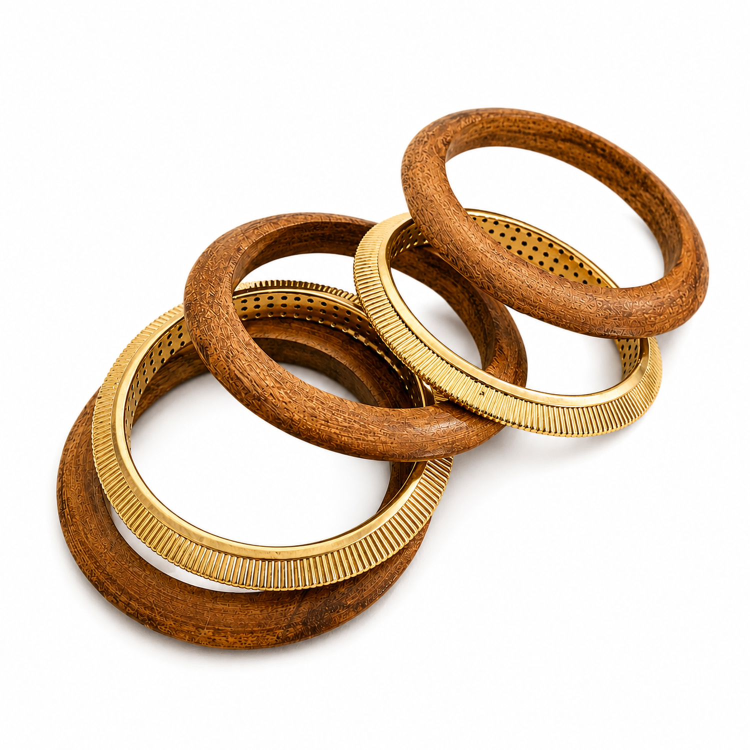 Fusion Brown & Gold-Toned Ethnic Bangle Set for Girls & Women's