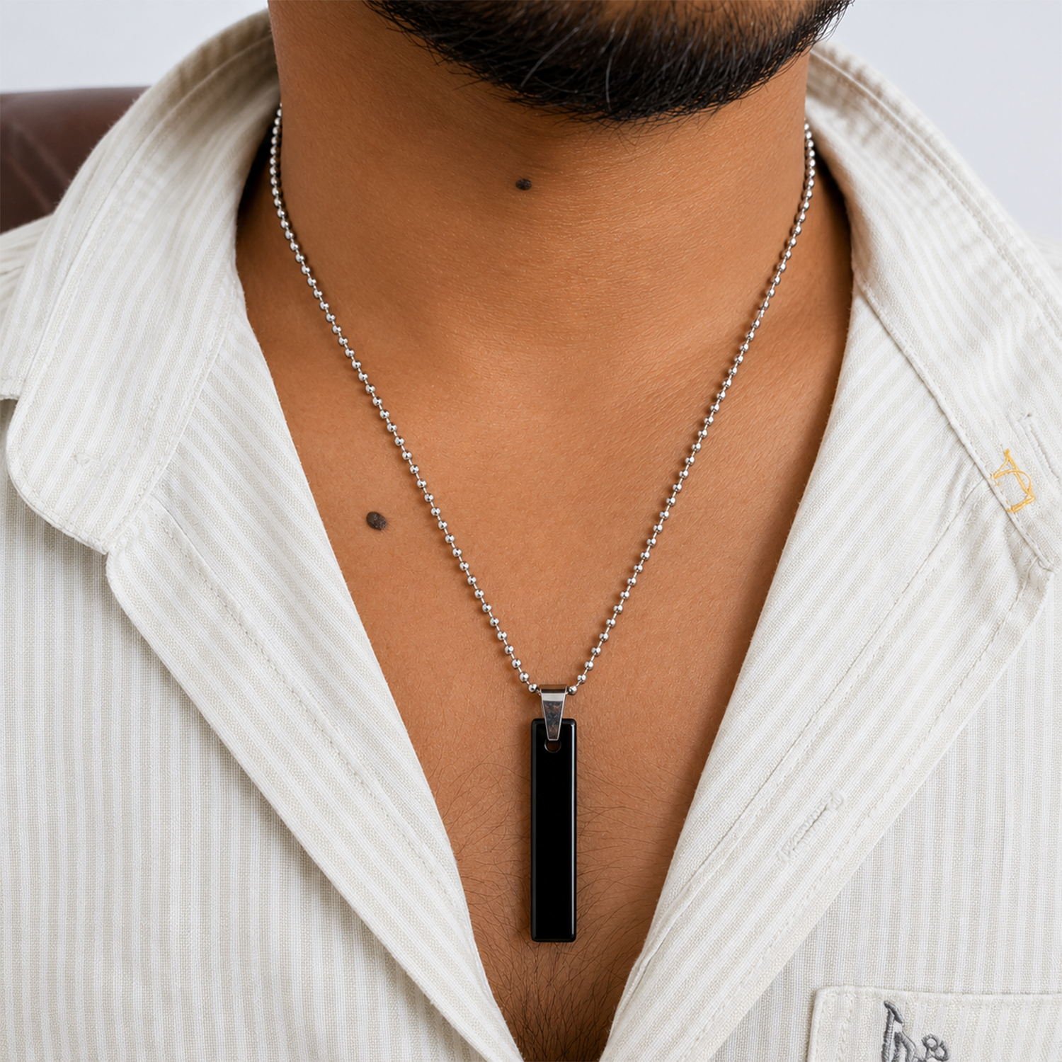 Minimalist Keyhouse Bar Alloy Pendant With Chain For Men & Boys
