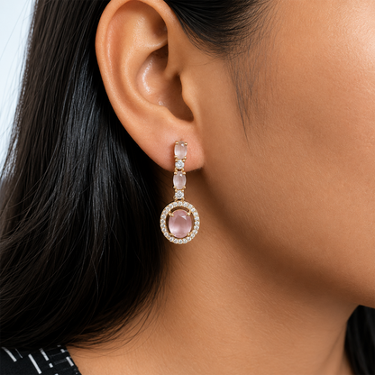 Sway CZ Stone Halo Drop Earrings for Girls & Women's
