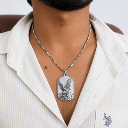 Mountain Eagle Brass Pendant With Stainless Steel Chain For Men & Boys