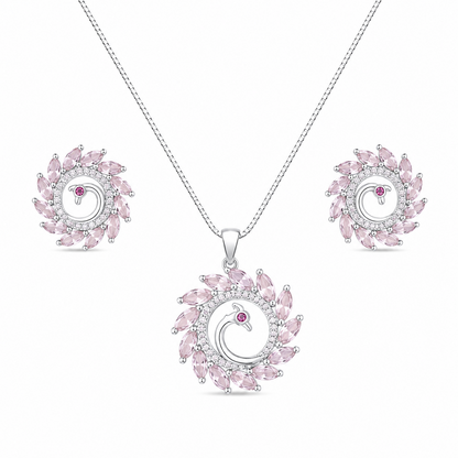 Round Western Peacock Design Pendant Set for Girls & Women's