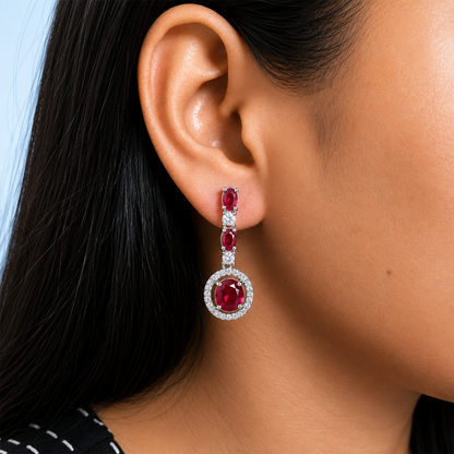 Sway CZ Stone Halo Drop Earrings for Girls & Women's