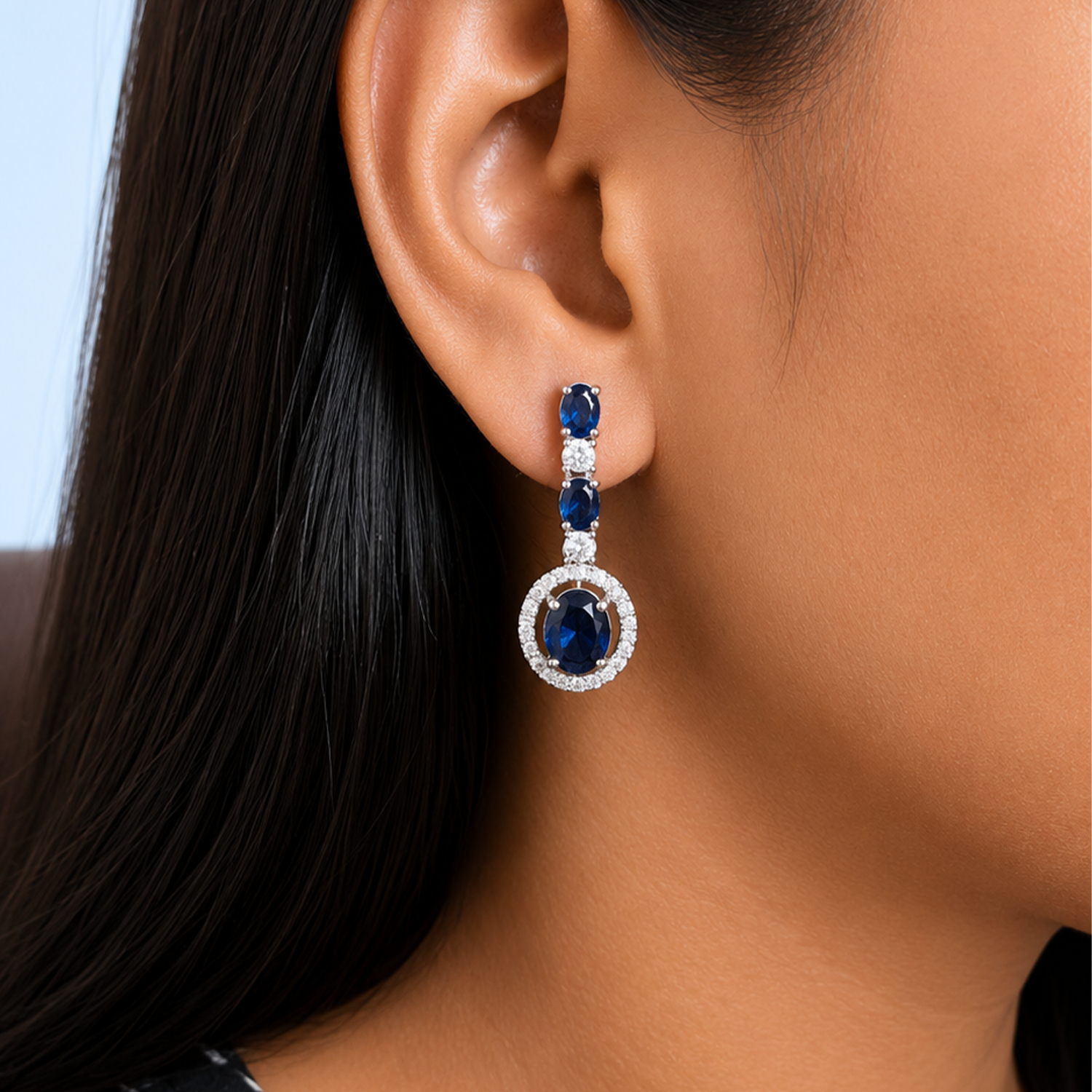 Sway CZ Stone Halo Drop Earrings for Girls & Women's