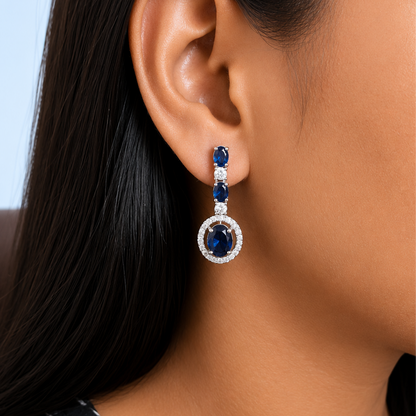 Sway CZ Stone Halo Drop Earrings for Girls & Women's