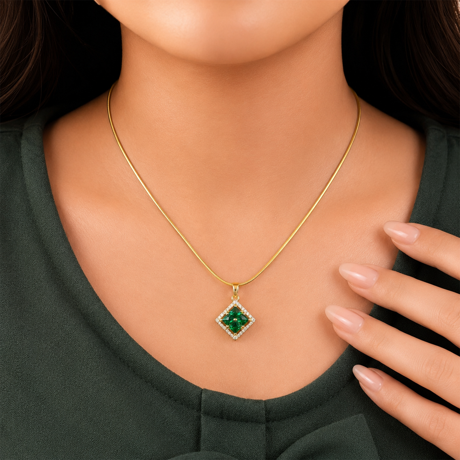 Radiant Four Central Princess-Cut Crystals Pendant for Girls & Women's