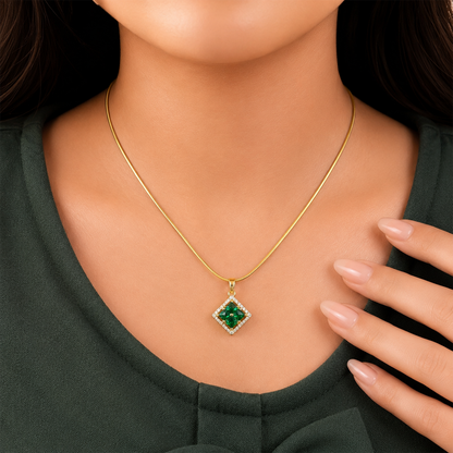 Radiant Four Central Princess-Cut Crystals Pendant for Girls & Women's