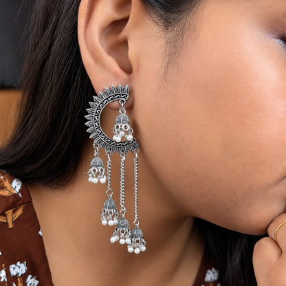 Oxidized Crescent Shaped Earrings for Girls & Women's