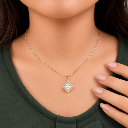 Radiant Four Central Princess-Cut Crystals Pendant for Girls & Women's